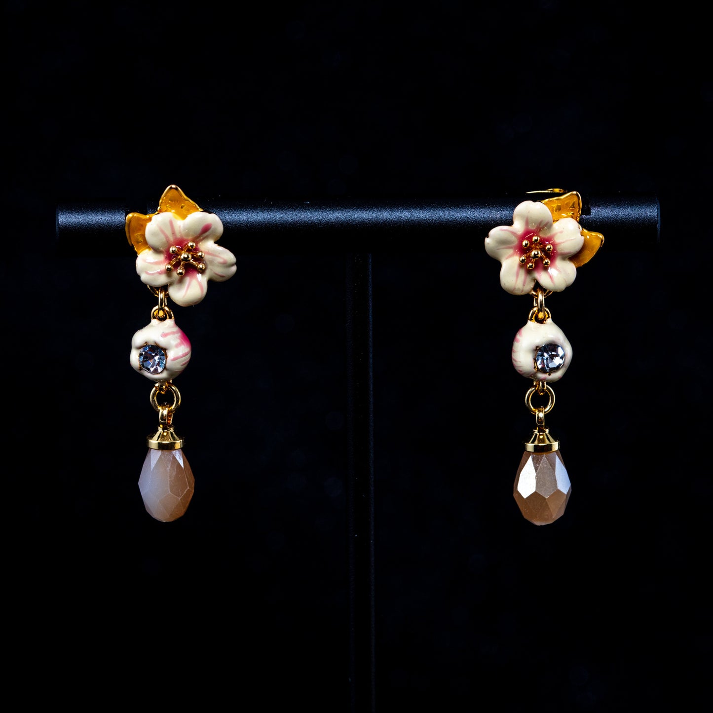 Vintage Crystal Floral Artisan Earrings Handcrafted Design