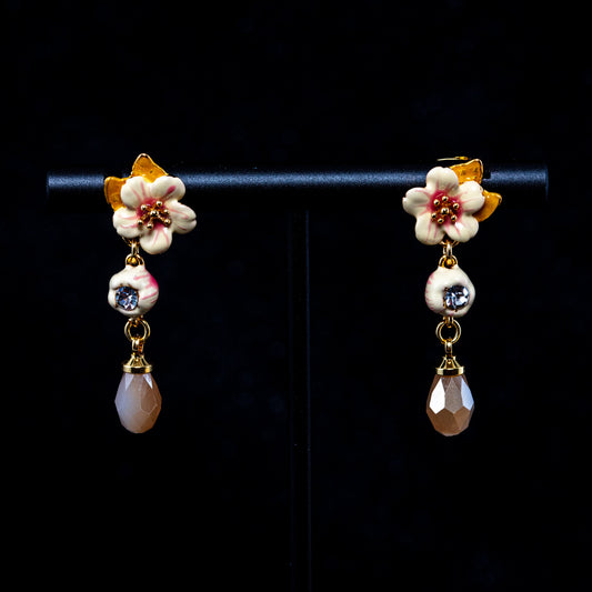 Vintage Crystal Floral Artisan Earrings Handcrafted Design