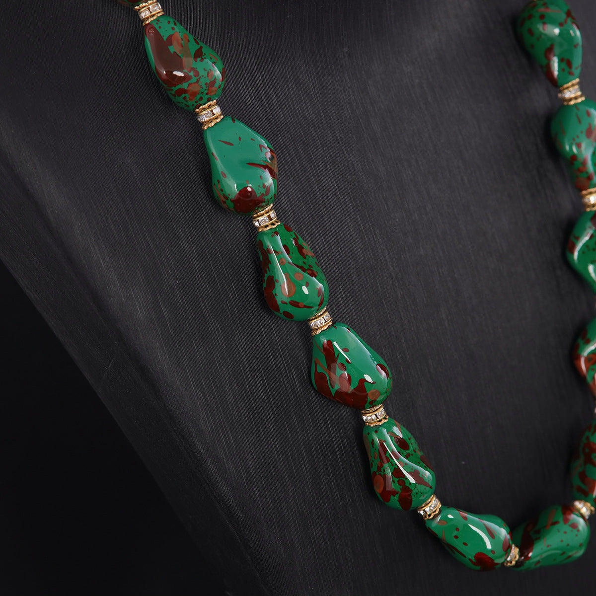 Vintage Glass Geometric Statement Necklace Gift Jewelry
