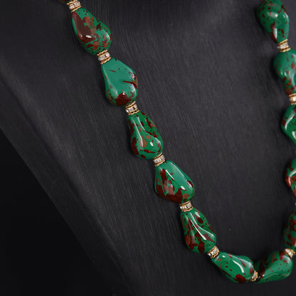 Vintage Glass Geometric Statement Necklace Gift Jewelry