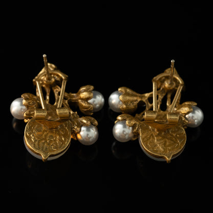 Vintage Pearl Floral Timeless Earrings Gift Jewelry