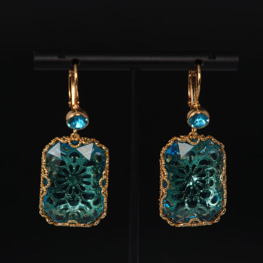 Vintage Crystal Luxury Engraved Earrings for Women