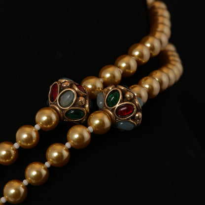 Vintage Pearl Floral Statement Necklace Handcrafted Design