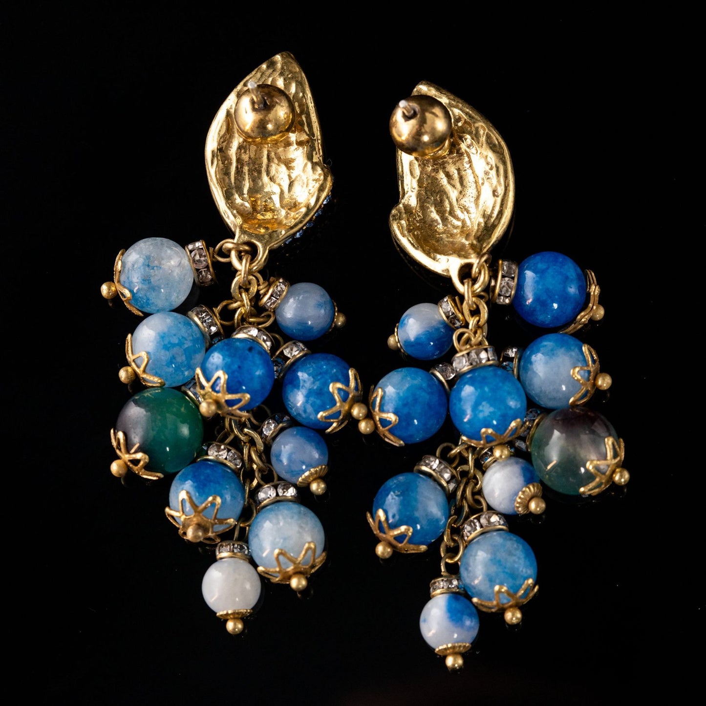 Vintage Agate Leaf Statement Handcrafted Earrings Handcrafted Design