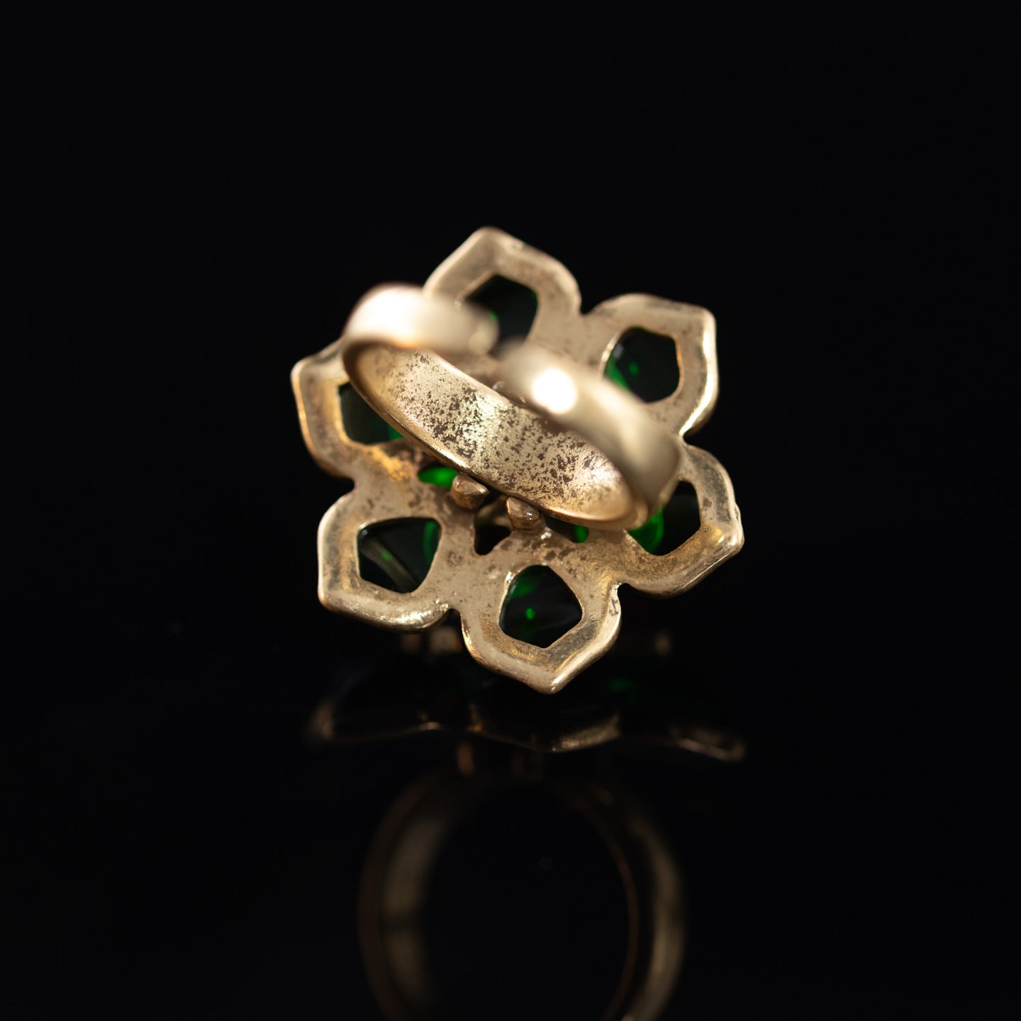 Vintage Natural Stone Floral Elegant Open Ring Gift Jewelry