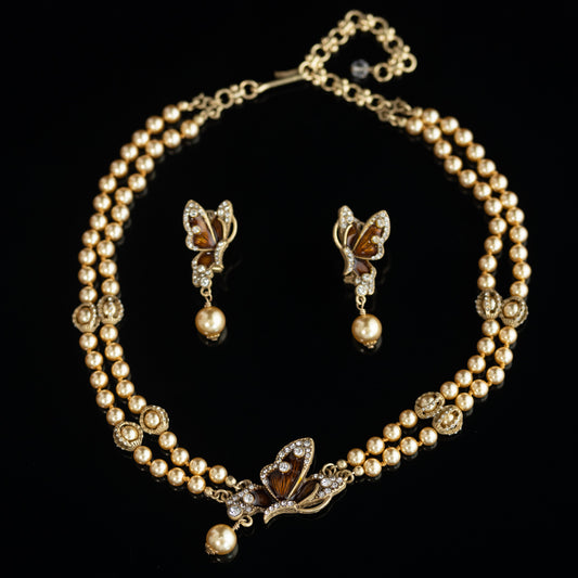 Vintage Elegant Enamel Cross Jewelry Set Heirloom