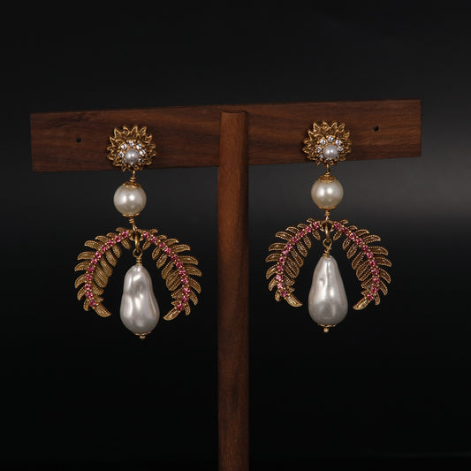 Vintage Pearl Elegant Stone Inlay Earrings for Women