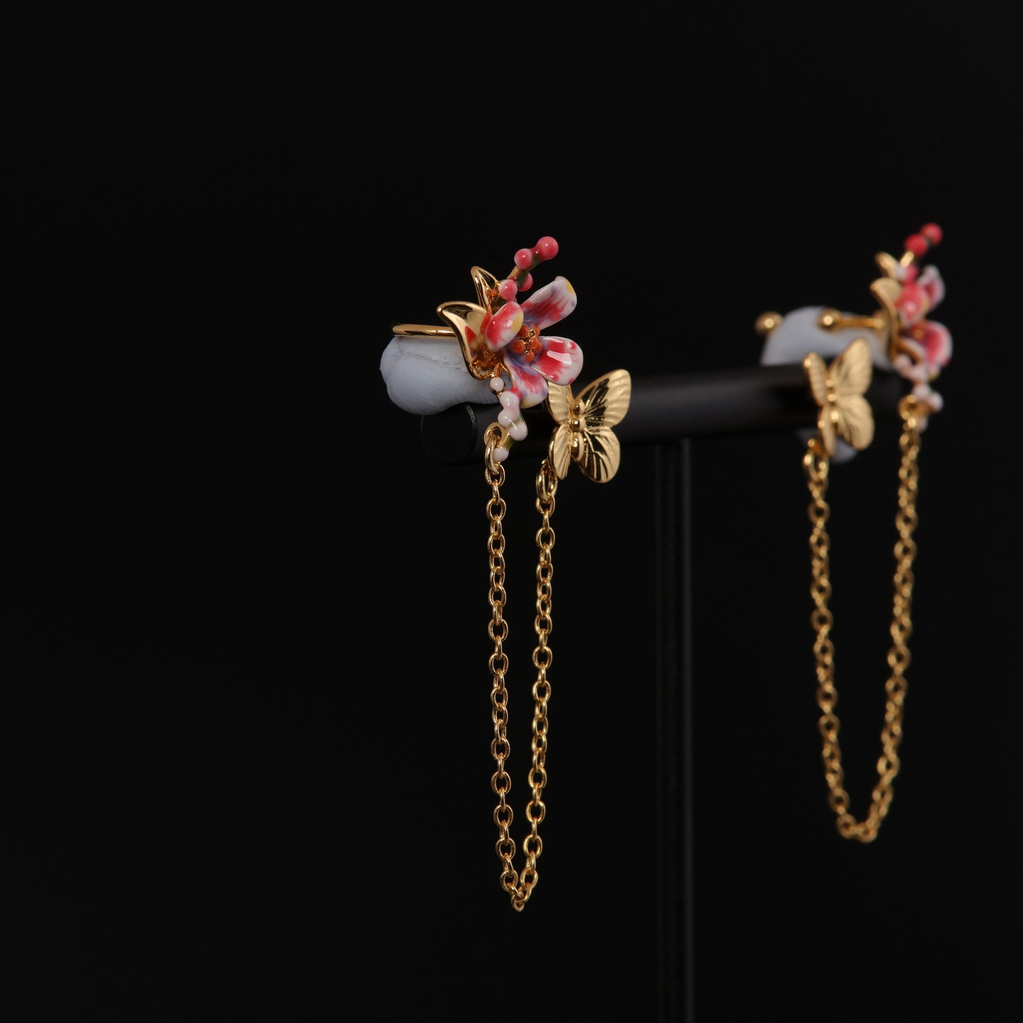 Vintage Enamel Floral Artisan Earrings for Ladies