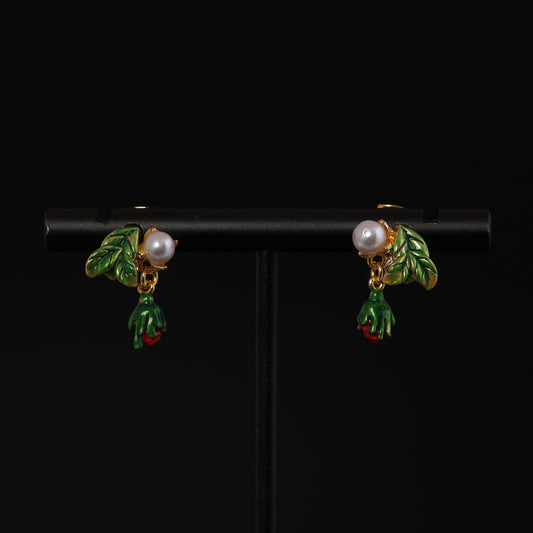 Vintage Pearl Leaf Artisan Earrings for Women