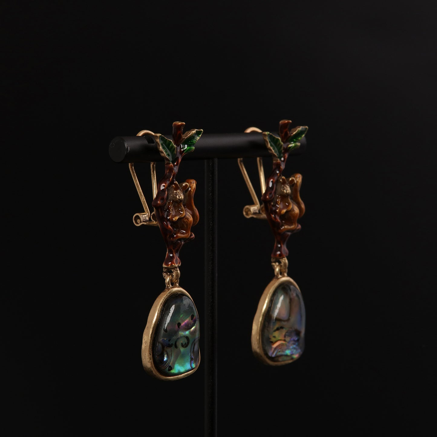 Vintage Enamel Classic Statement Earrings Handcrafted Design