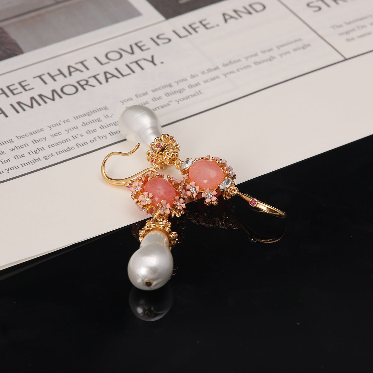 Vintage Pearl Baroque Chic Earrings Handcrafted Design