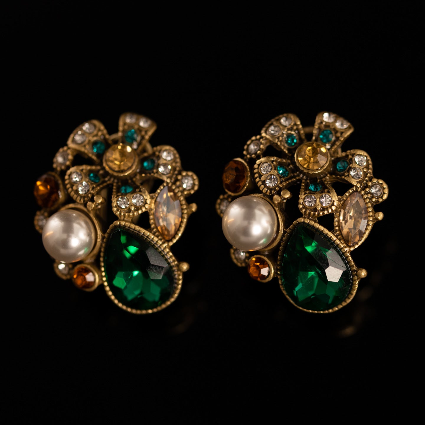 Vintage Elegant Crystal Floral Jewelry Set Heirloom