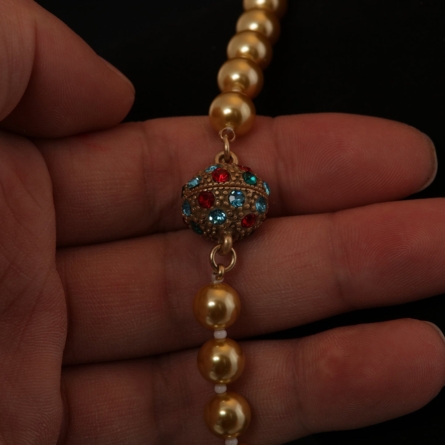 Vintage Pearl Floral Statement Necklace Handcrafted Design