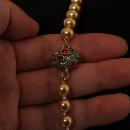 Vintage Pearl Floral Statement Necklace Handcrafted Design