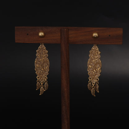 Vintage Leaf Luxury Elegant Earrings Handcrafted Design