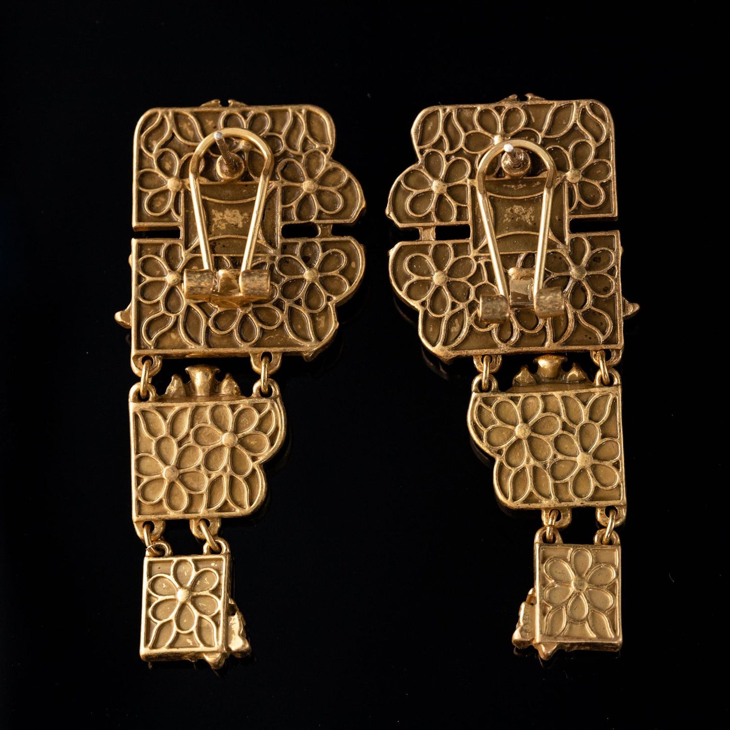 Vintage Artisan Stone Inlay Earrings for Women