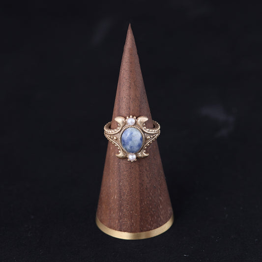 Vintage Natural Stone Geometric Artisan Open Ring Handcrafted Design