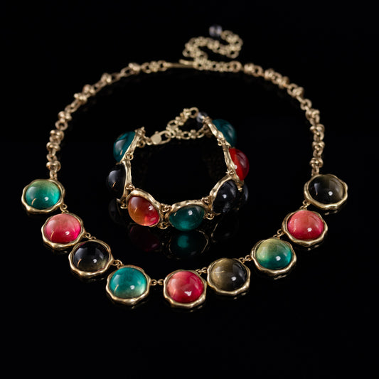 Vintage Classic Natural Stone Jewelry Set Baroque