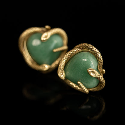 Vintage Natural Stone Heart Refined Handcrafted Earrings for Women