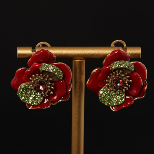 Vintage Enamel Floral Timeless Earrings Gift Jewelry