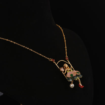 Vintage Enamel Classic Statement Necklace for Ladies