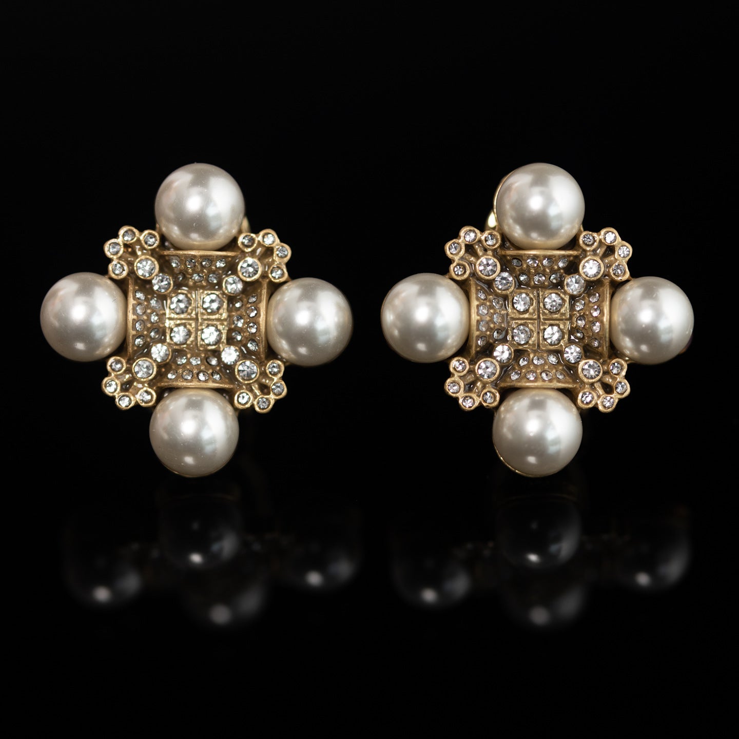 Vintage Pearl Geometric Statement Handcrafted Earrings Handcrafted Design
