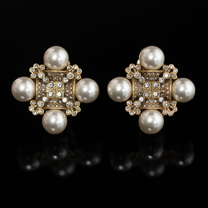 Vintage Pearl Geometric Statement Handcrafted Earrings Handcrafted Design