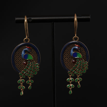 Vintage Enamel Statement Refined Earrings Gift Jewelry