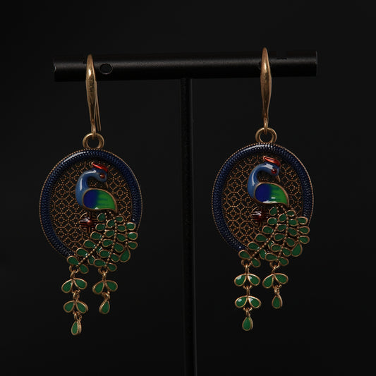 Vintage Enamel Statement Refined Earrings Gift Jewelry