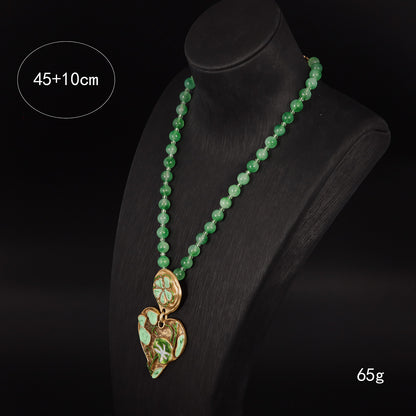 Vintage Agate Heart Elegant Necklace Gift Jewelry
