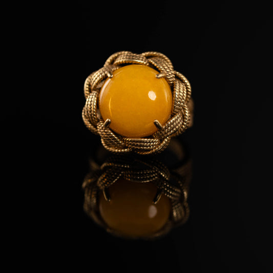 Vintage Natural Stone Chic Handcrafted Open Ring Gift Jewelry