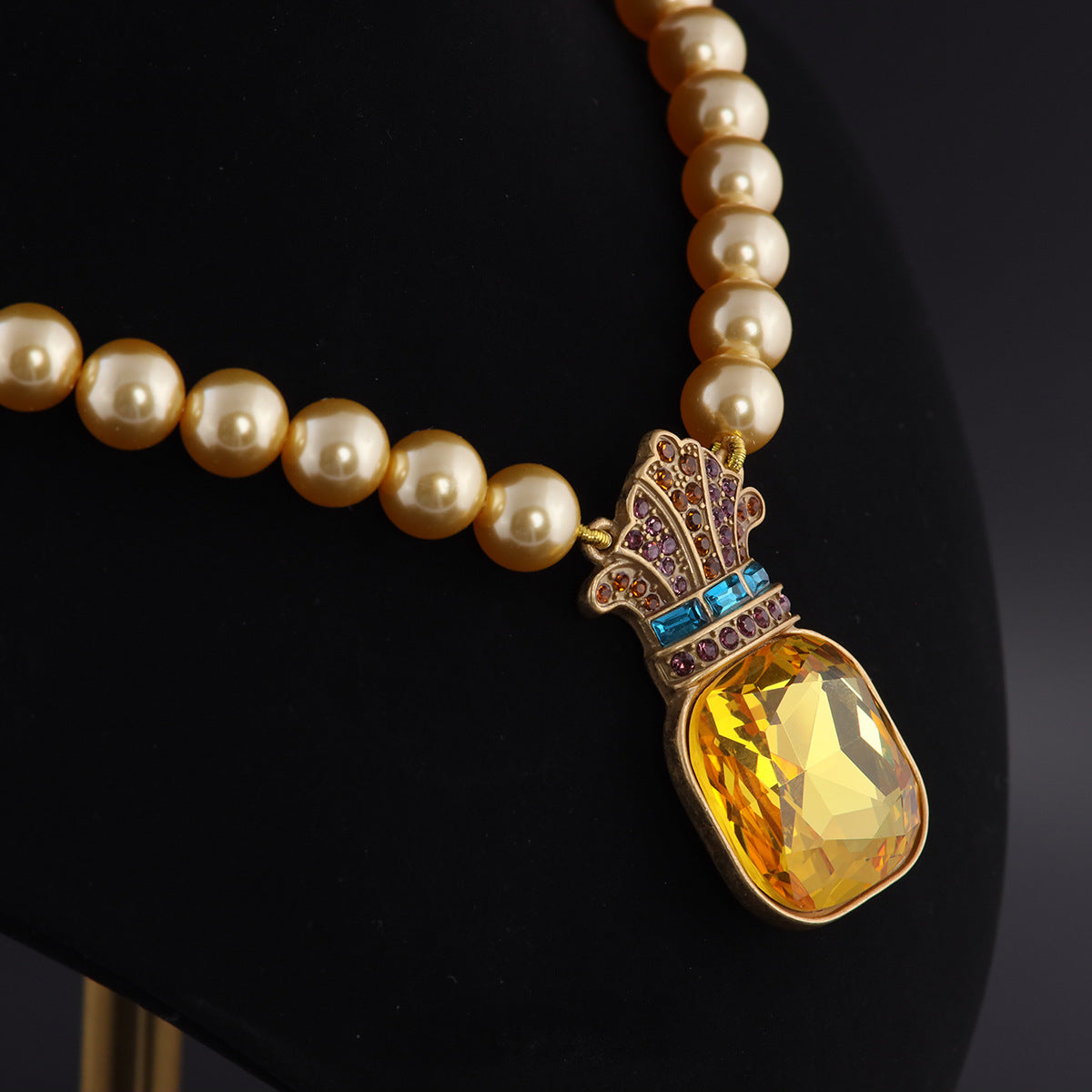 Vintage Timeless Stone Inlay Necklace Gift Jewelry