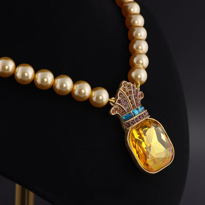 Vintage Timeless Stone Inlay Necklace Gift Jewelry
