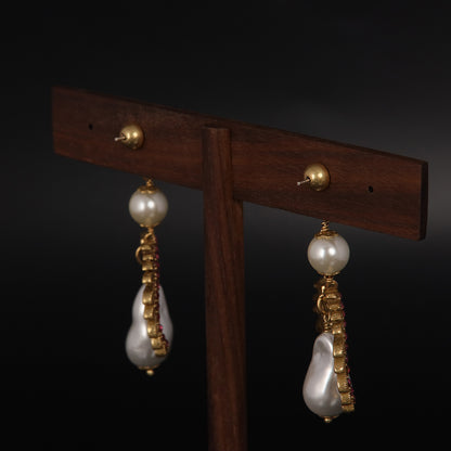 Vintage Pearl Elegant Stone Inlay Earrings for Women