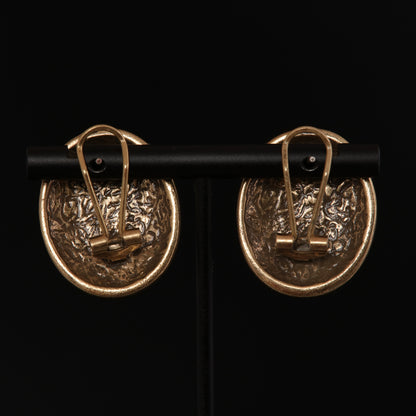 Vintage Enamel Artisan Stone Inlay Earrings for Ladies