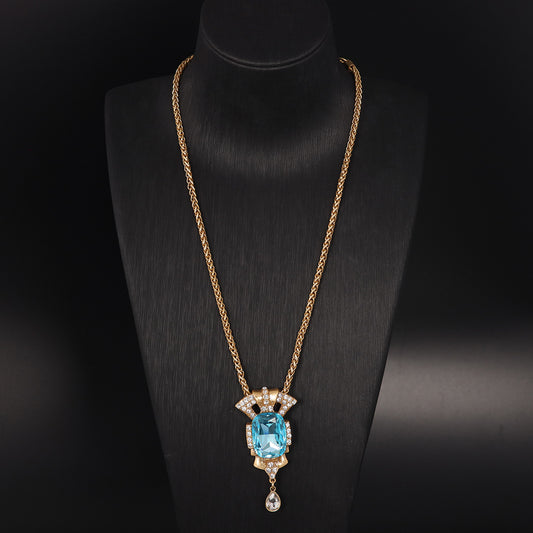 Vintage Crystal Luxury Stone Inlay Necklace for Ladies