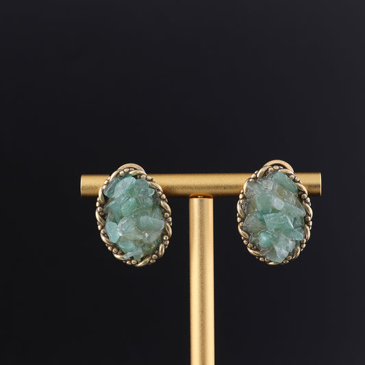 Vintage Natural Stone Geometric Classic Handcrafted Earrings Handcrafted Design