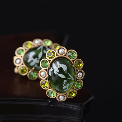 Vintage Cubic Zirconia Floral Classic Polished Earrings for Ladies