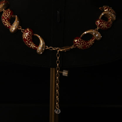 Vintage Enamel Geometric Artisan Handcrafted Necklace Timeless Style